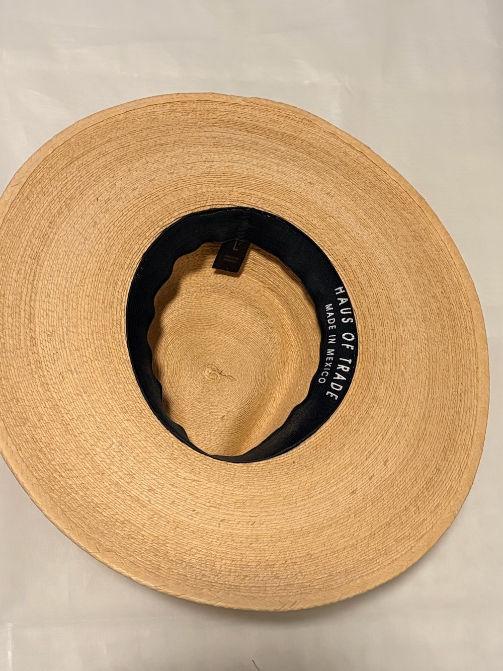 Handwoven Wide-Brim Straw Sun Hat - Natural Tan Haus of Trade Size Large - Picture 9 of 13